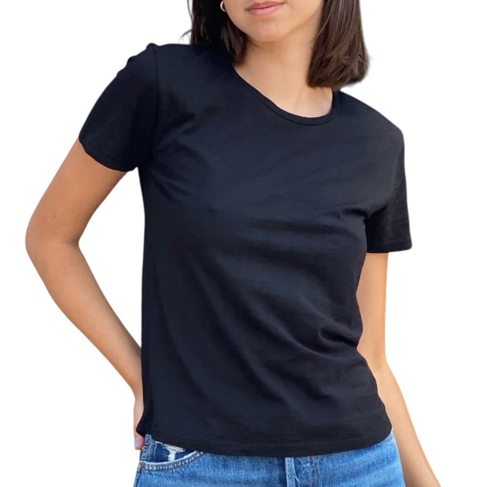 Pharaoh Collection Classic Crewneck Tee in Supima Slub Black Size 0/XS New